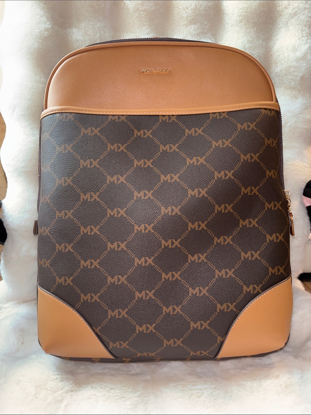 Max Studio Brown & Tan Monogram Backpack